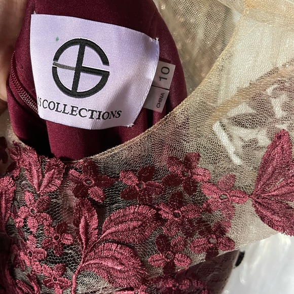 JS Collections Embroidered Illusion Bodice Dress - Picture 7 of 11